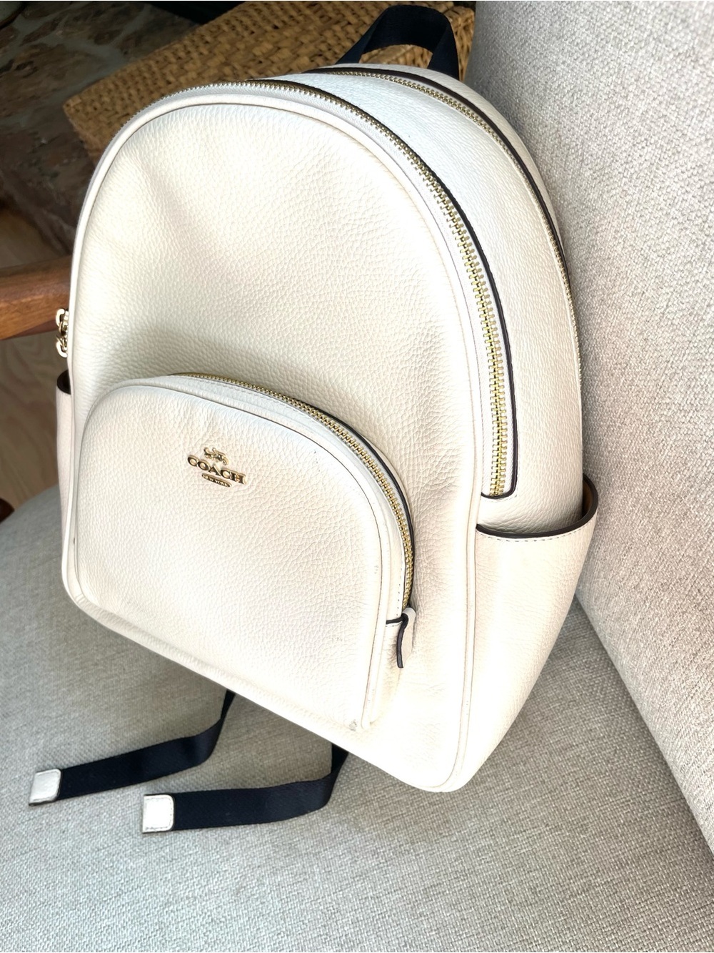 COACH Court Backpack in Pebble Leather (Chalk/White) School Fall Academia Preppy - Picture 12 of 12
